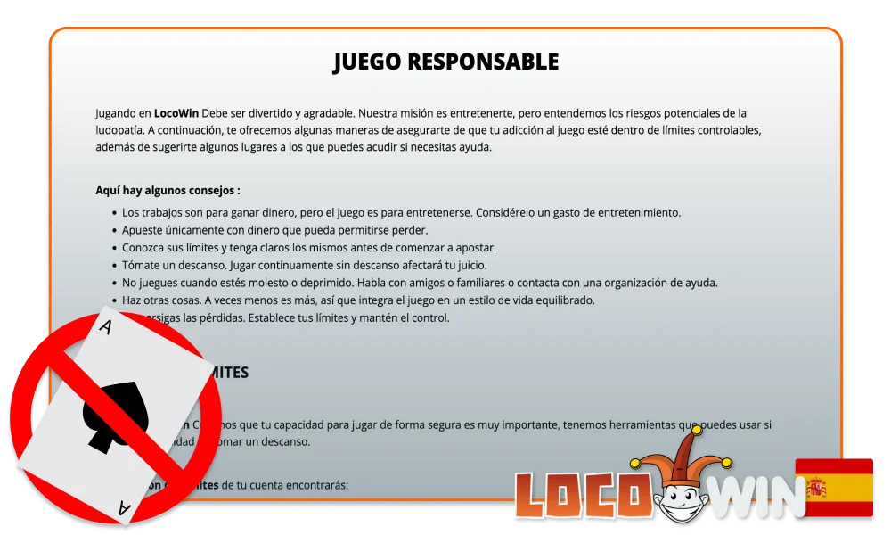 Consejos de juego responsable para jugadores de Locowin